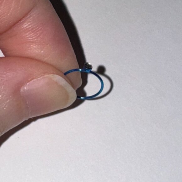Blue 22 Gauge Titanium Plated Hoop Nose Ring - Picture 3 of 8
